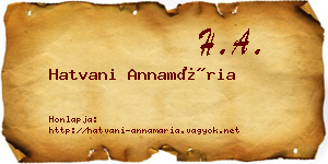 Hatvani Annamária névjegykártya