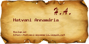Hatvani Annamária névjegykártya
